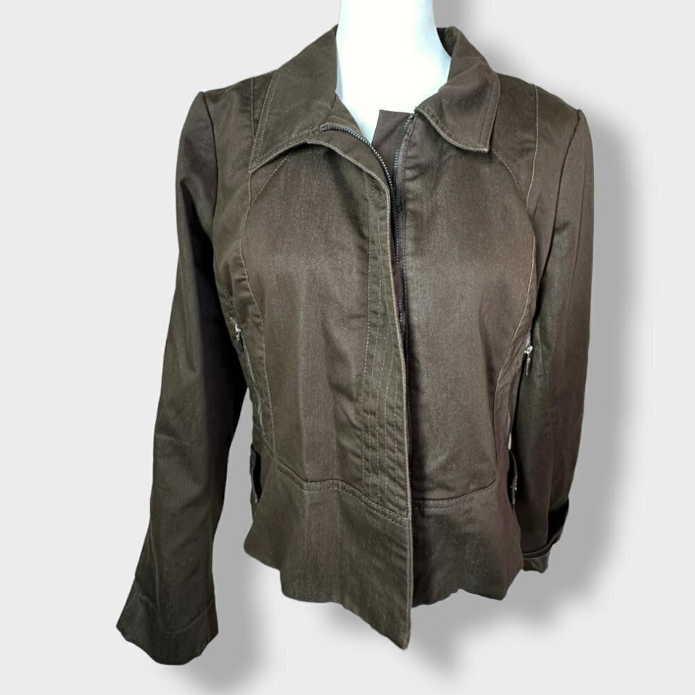 WILLI Smith Brown Waist Coat Blazer Zip Closure Outerwear Size L